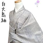 ☆16 えっと 白大島紬 9マルキ 横縞 コプト模様 ふくよかさん