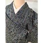 紬　本場大島紬　一元　幾何学模様　裄63 身丈156 袖47