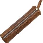 HANIIC-5682 レトロジッパー鉛筆ケースレザー高容量多機能文房具ボックス収納バッグ(A)